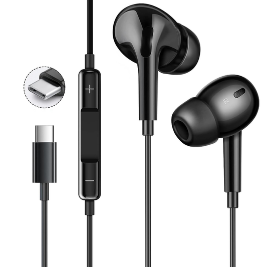 USB C Wired Headphones with Microphone | In-Ear Earbuds